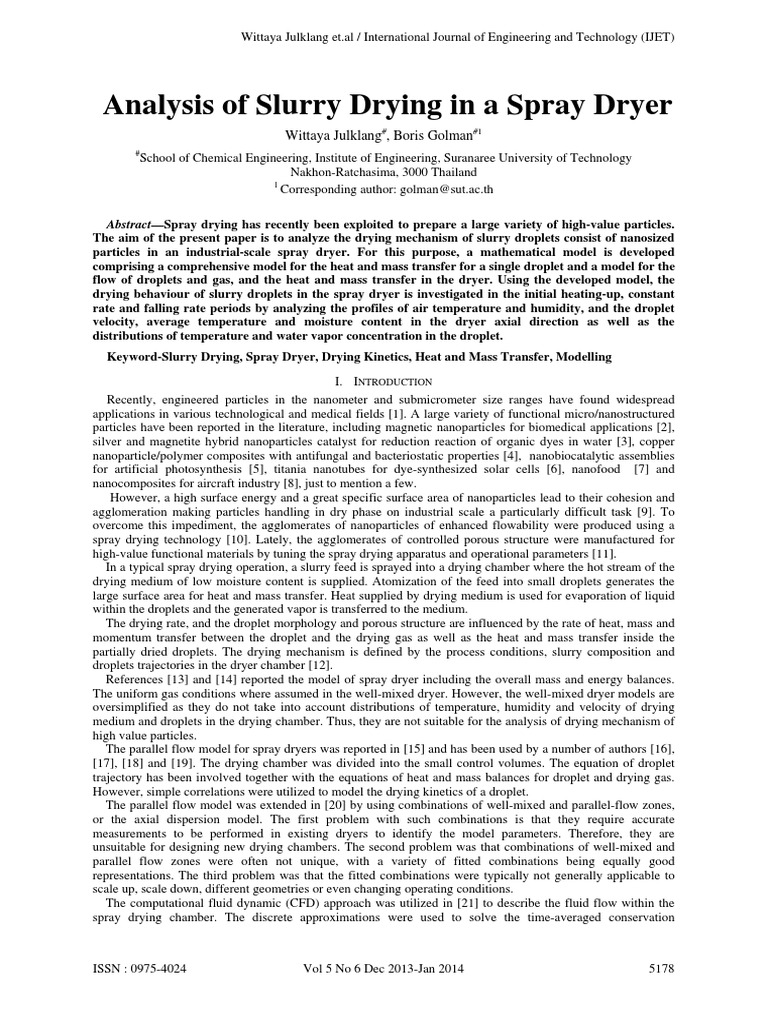 Analysis of Slurry Drying in A Spray Dryer | PDF | Computational Fluid ...