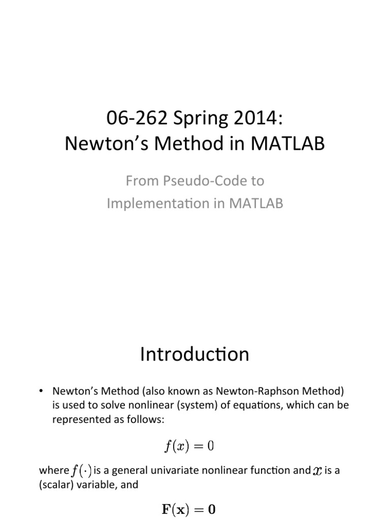 Newton's Method MATLAB Implementation | PDF | Variable (Mathematics ...