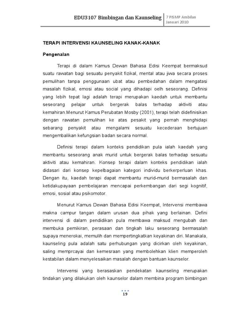 Terapi Intervensi Kaunseling Kanak Pdf