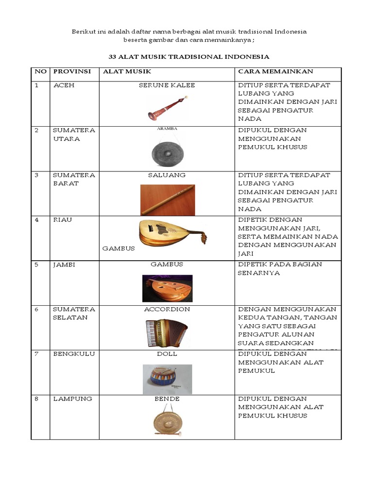  Gambar  Alat  Musik  Tradisional Indonesia Beserta  Namanya  