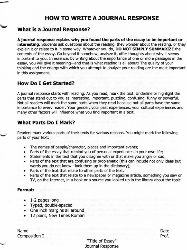 How To Write A Journal Response PDF