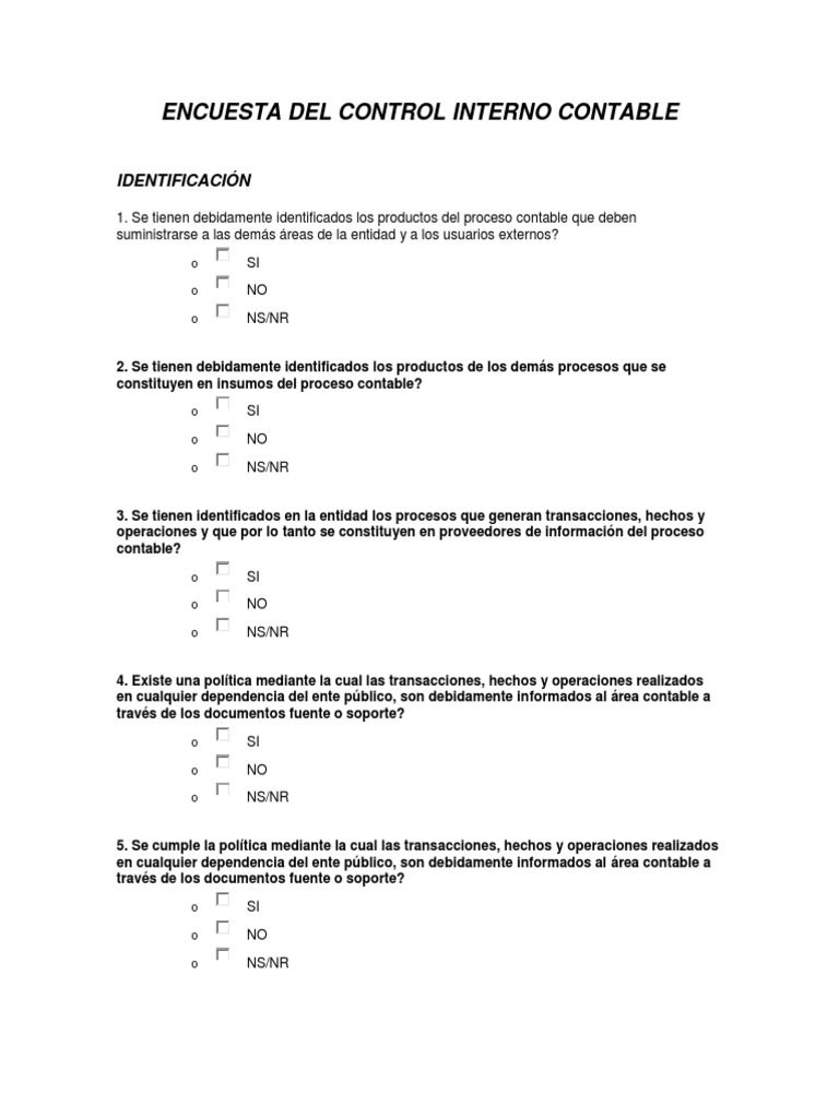 Encuesta Del Control Interno Contable | PDF | Contabilidad | Business