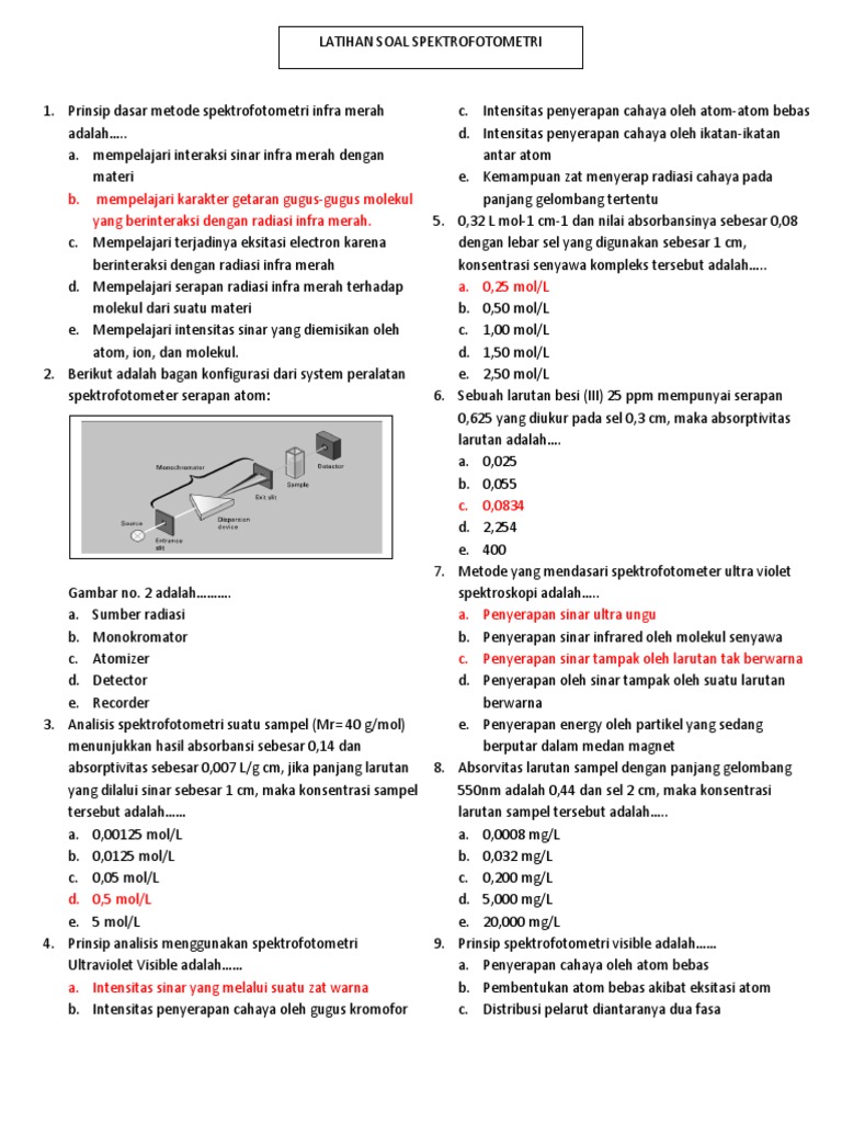 Contoh Soal Perhitungan Spektrofotometri Belajar Sekolah