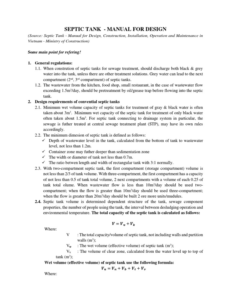 Septic Tank Design Guidelines Manual | PDF | Septic Tank | Sewage Treatment
