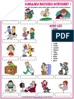 Action Verbs Vocabulary Esl Matching Exercise Worksheets for Kids