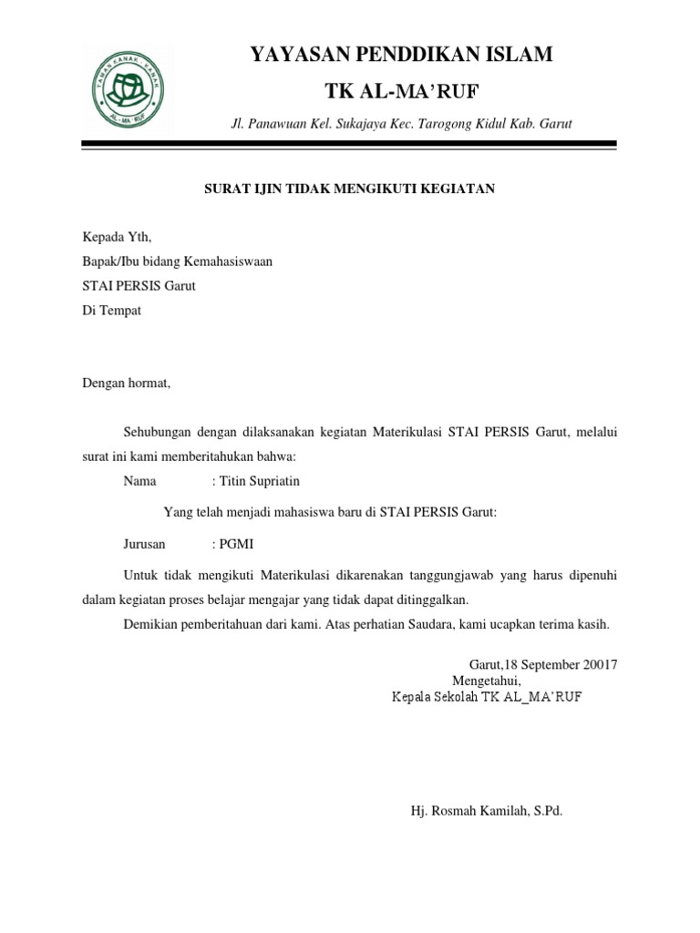 Download 83+ Contoh Contoh Surat Izin Sekolah Untuk Kegiatan Terbaik Dan Terbaru