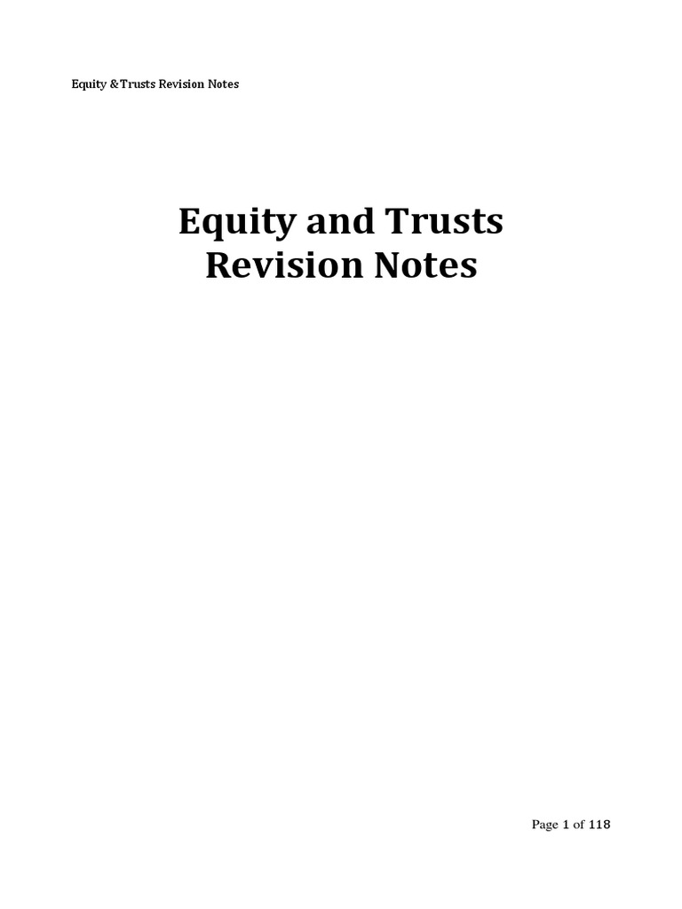 Equity and Trusts Revision Notes | PDF | Trust Law | Assignment (Law)