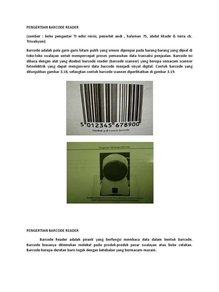 Fungsi dan Pengertian Barcode Reader | PDF