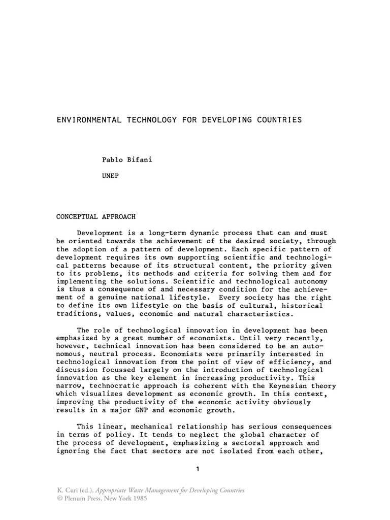 Environmental Technology For Developing Countries | PDF | Economics ...