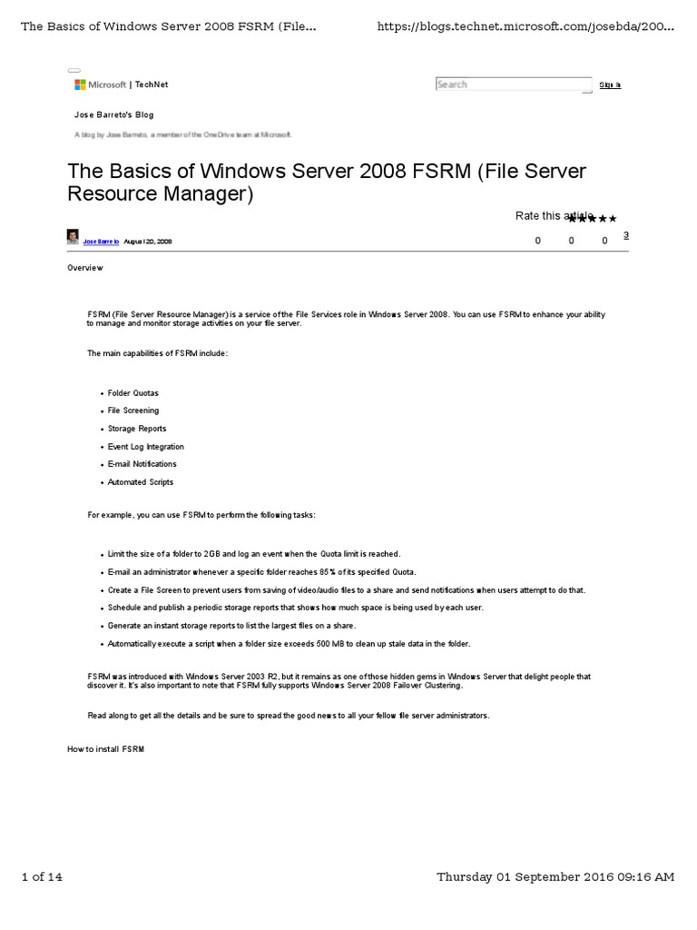 The Basics of Windows Server 2008 FSRM (File Server Resource Manager ...