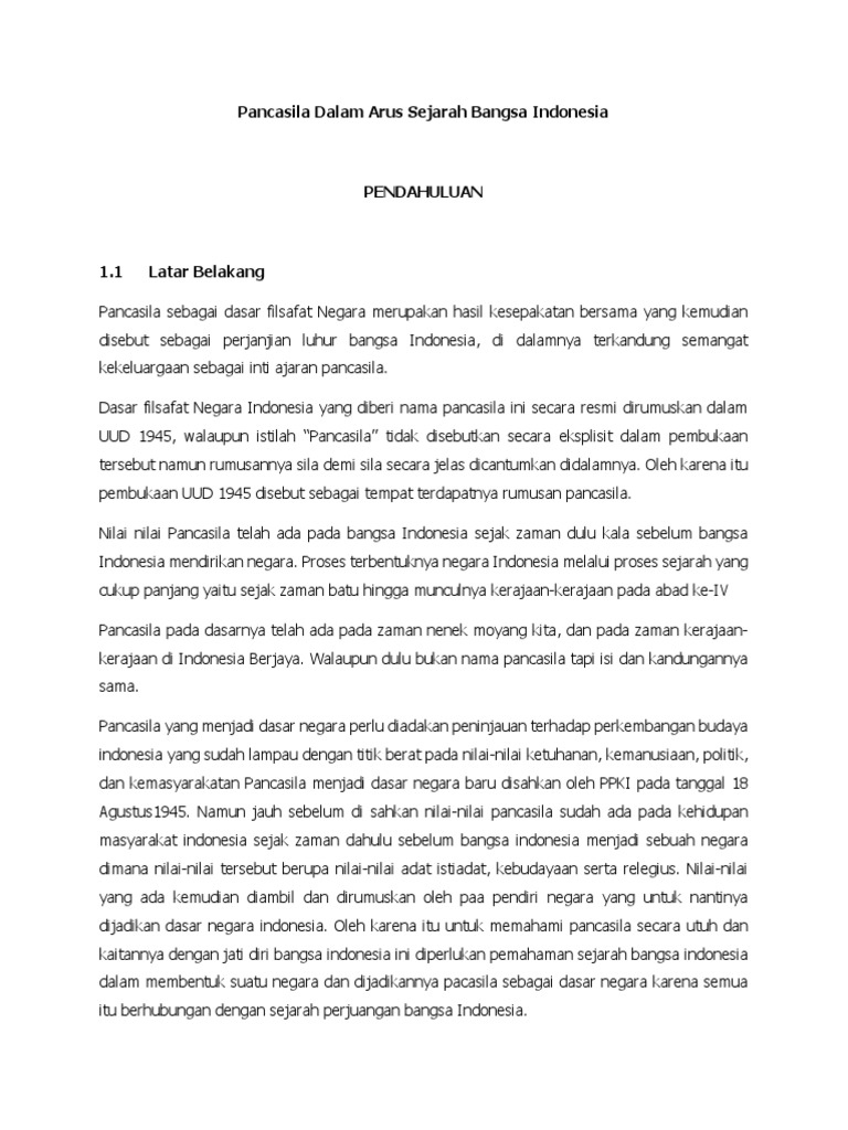 Pancasila Dalam Arus Sejarah Bangsa Indonesia