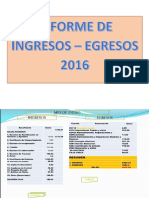Informe Ingresos-Egresos 2016 - IEE Nuestra Señora de Las Mercedes - Huánuco