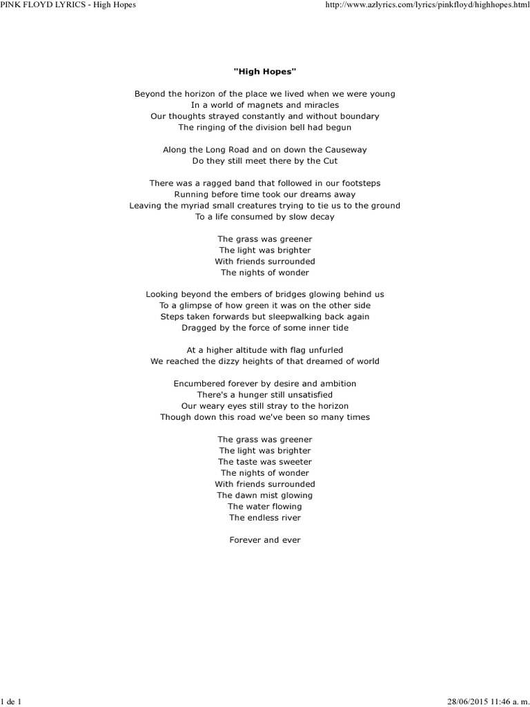 high hopes 歌詞
