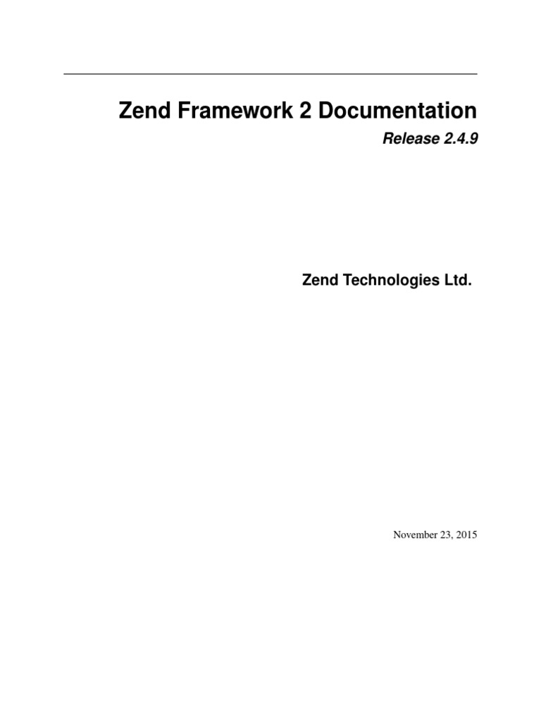 ZendFramework 2.4.9 Manual en PDF | PDF | System Software | Computer Data