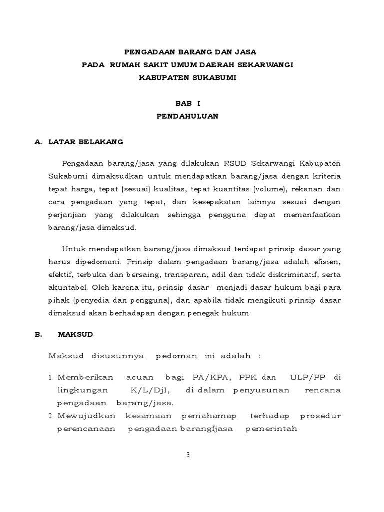 Pedoman Pengadaan Barang dan Jasa RSUD | PDF | Bisnis | Hukum