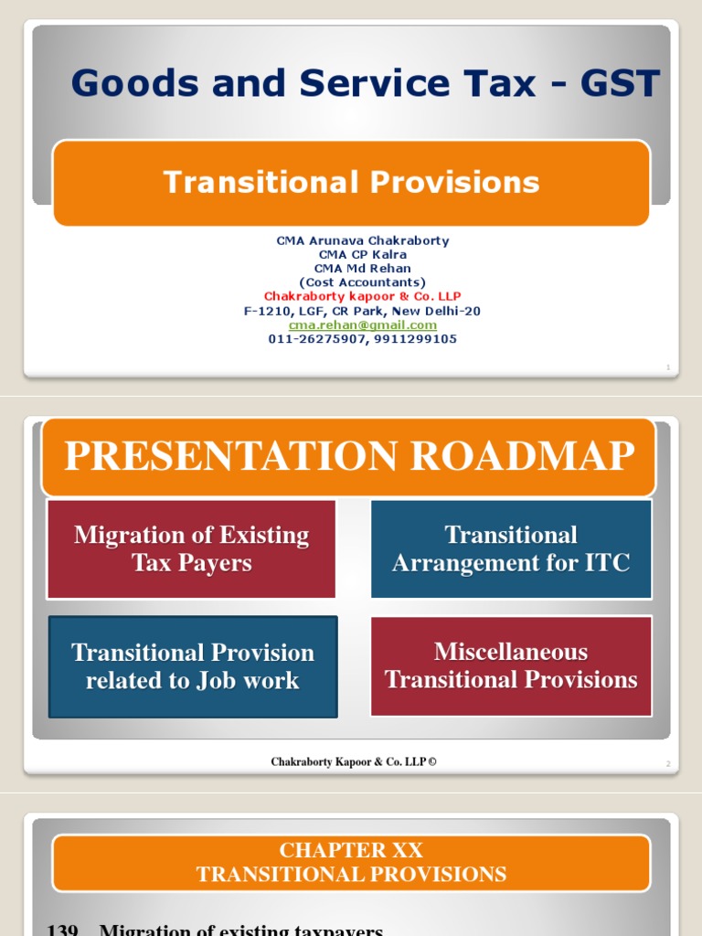 GST Transitional Provision Sec 139, 140, 141, and 142 PDF Value