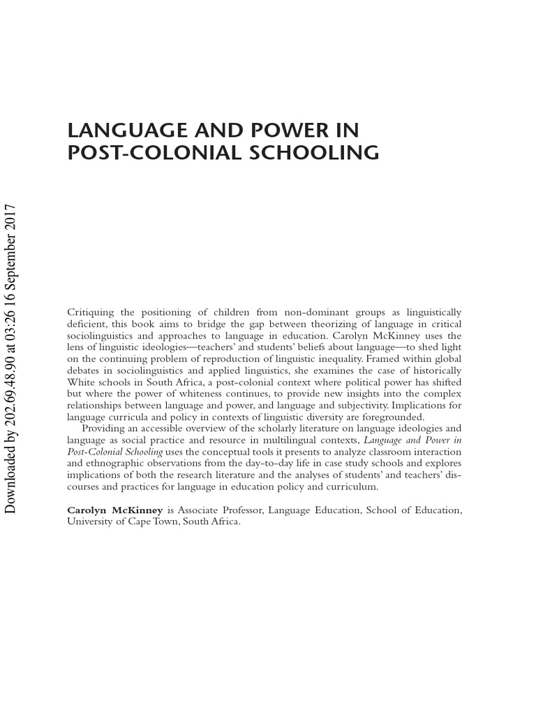 Language and Power in Post Colonial Schooling | PDF | Postcolonialism ...
