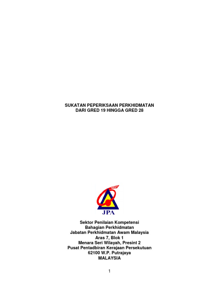 Sukatan Peperiksaan Perkhidmatan Dari Gred 19 28 Terkini 29122016 Pdf