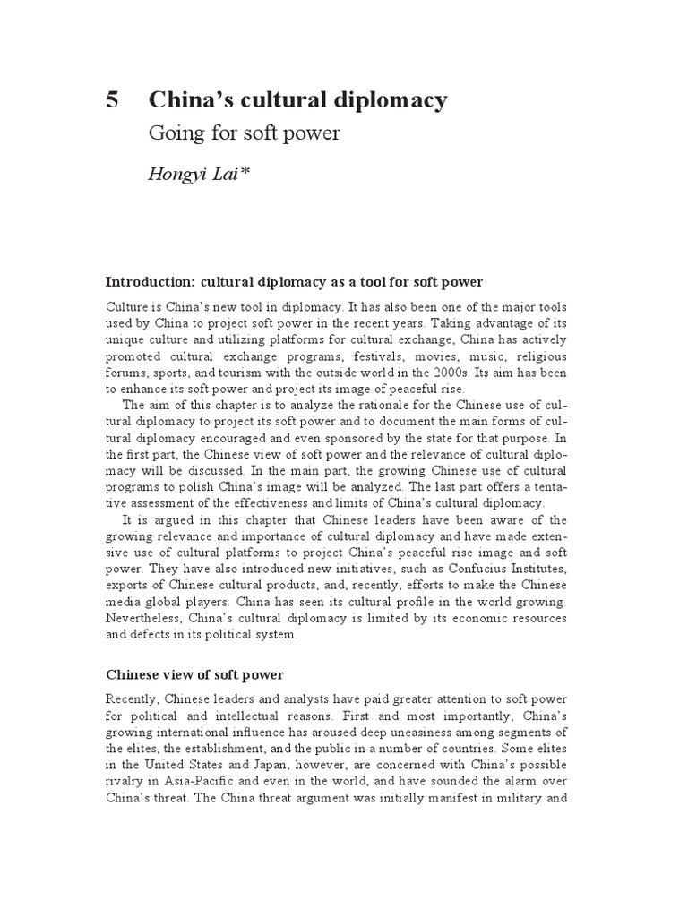 China's Cultural Diplomacy | PDF | Soft Power | China