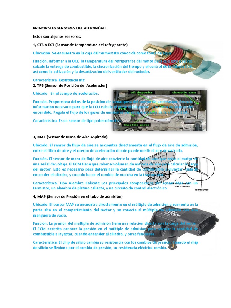 Principales Sensores Del Automóvil | PDF | Ingeniería mecánica ...