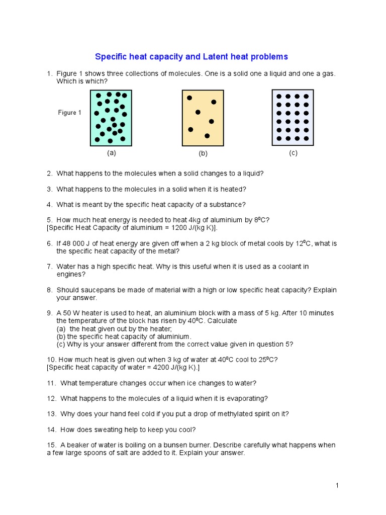 Worksheet 2 | Heat Capacity | Heat