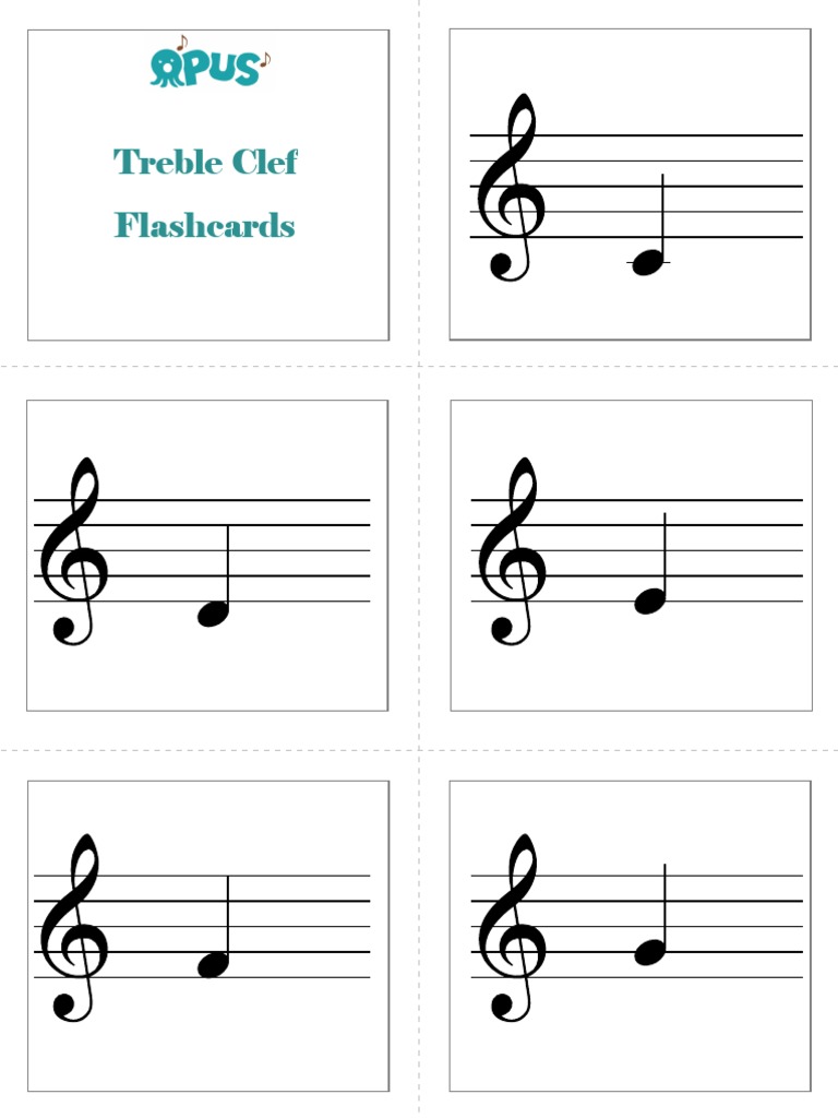Treble Clef Note Name Flashcards PDF | PDF