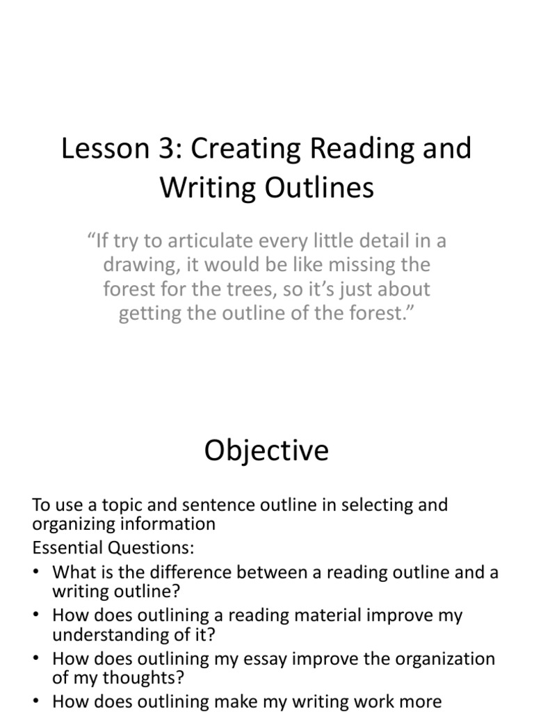 Lesson 3 Creating Reading and Writing Outlines PDF