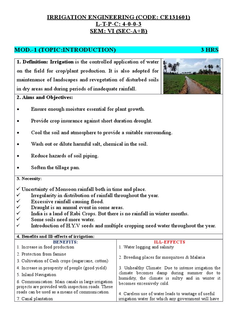 Irrigation Engineering Overview and Benefits | PDF | Evapotranspiration ...