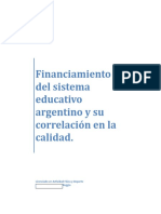 Financiamiento Del Sistema Educativo Argentino y Su Correlación en La Calidad