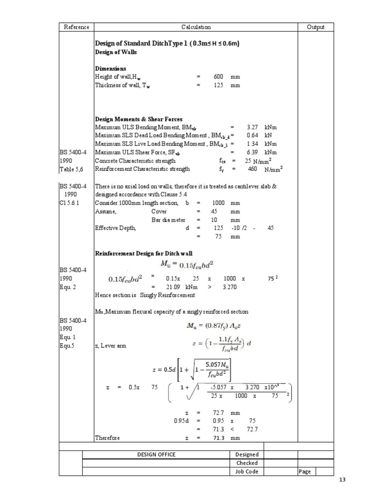 RCC Drain Design and Calculation Guide | PDF | Bending | Materials Science