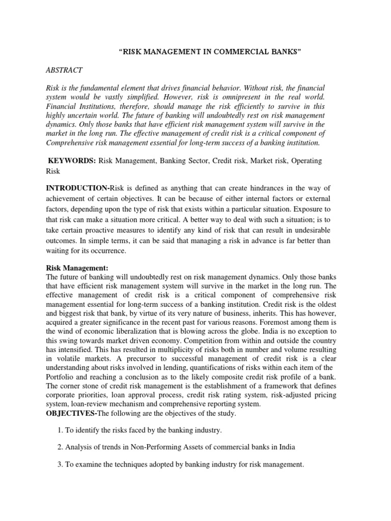 Risk Management Strategies in Banking | PDF | Credit (Finance) | Risk