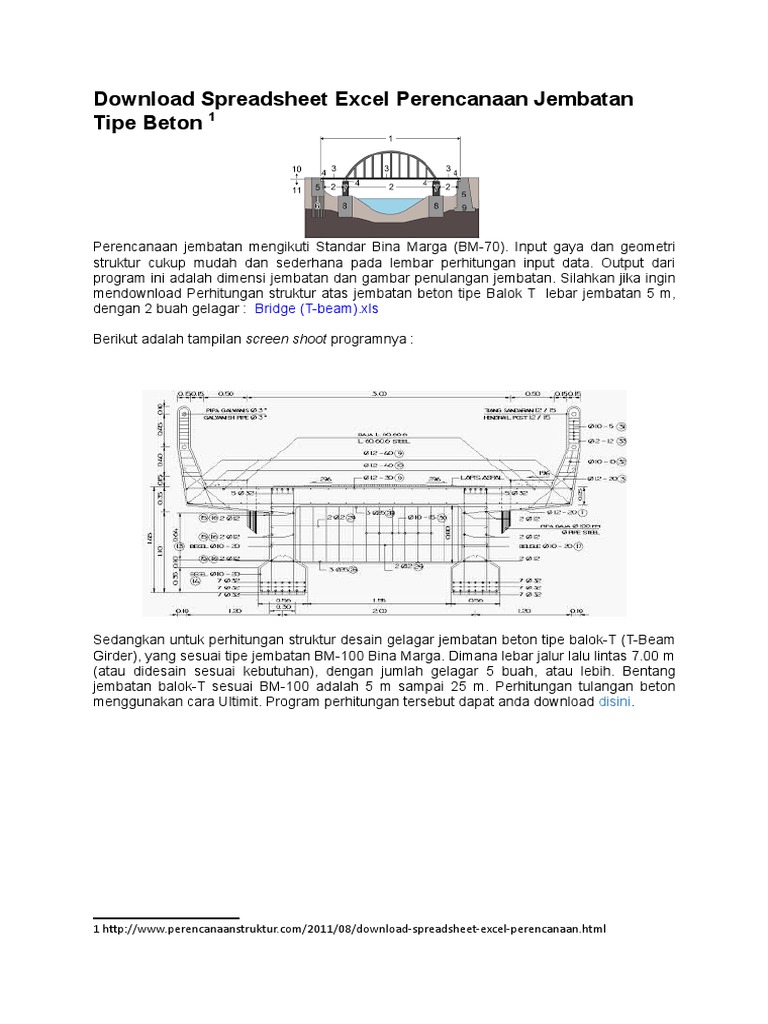 341850013 Download Spreadsheet Excel Perencanaan Jembatan Tipe Beton Docx Docx