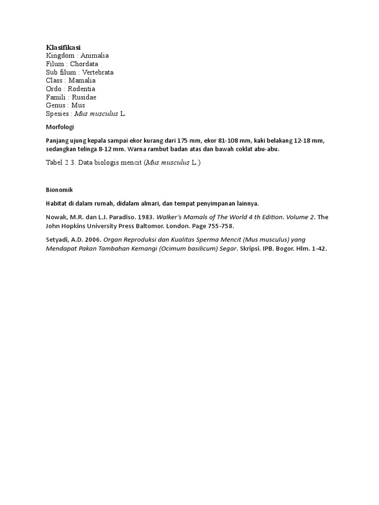 Klasifikasi Mencit