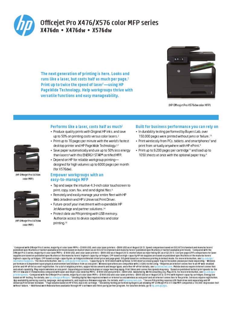HP Officejet Pro X476dw Multifunction Printer | PDF | Image Scanner ...