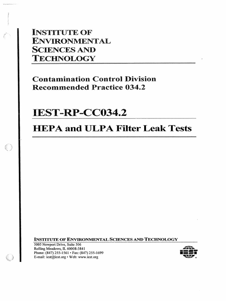 IESTRPCC034 2 Hepa Ulpa LeakTest PDF Chemical Equipment Filtration