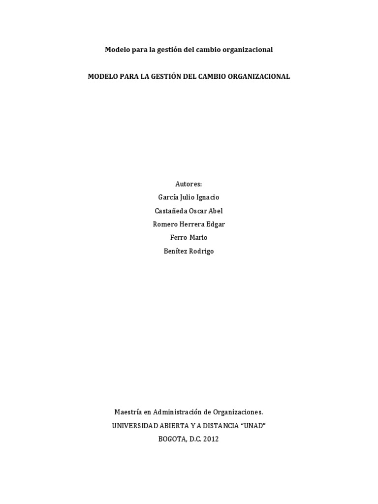 Modelo de Cambio Organizacional para PYMES | PDF | Gestión del cambio ...