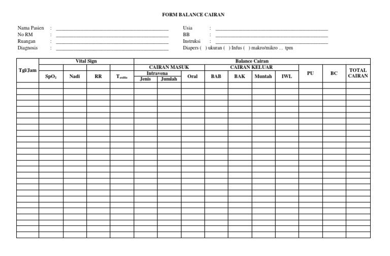 Form Balance Cairan