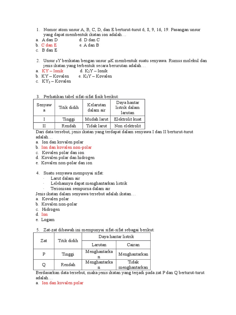 Soal Ikatan KIMIA PDF
