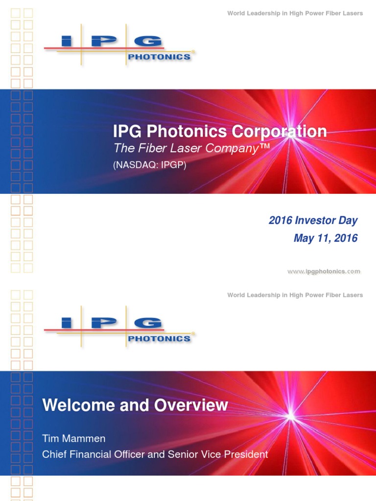 Ipg 16 Investor Day Presentation Laser Ultrashort Pulse