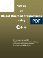 Notes On Object Oriented Programming Using: Er. Sourav Kumar Giri