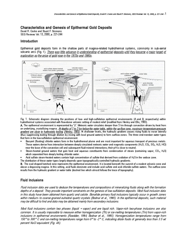 Epithermal Gold Deposits: Characteristics and Genesis | PDF | Salinity ...