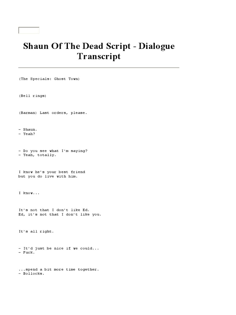 Shaun Of The Dead Script
