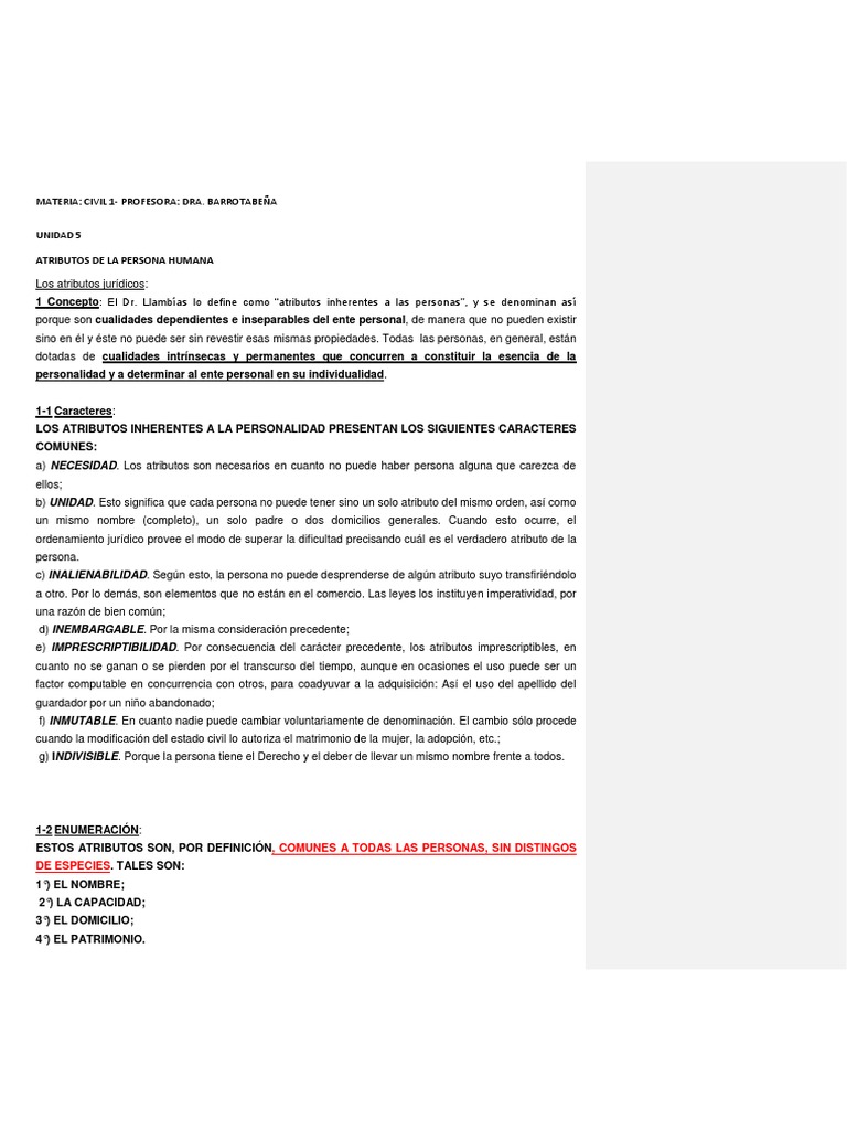 Unidad 5 Atributos de La Persona Humana | PDF | Domicilio (Ley) | Adopción