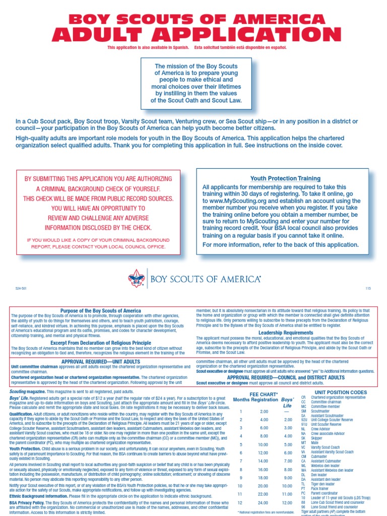 BSA Adult Membership Application Guide | PDF | Boy Scouts Of America ...