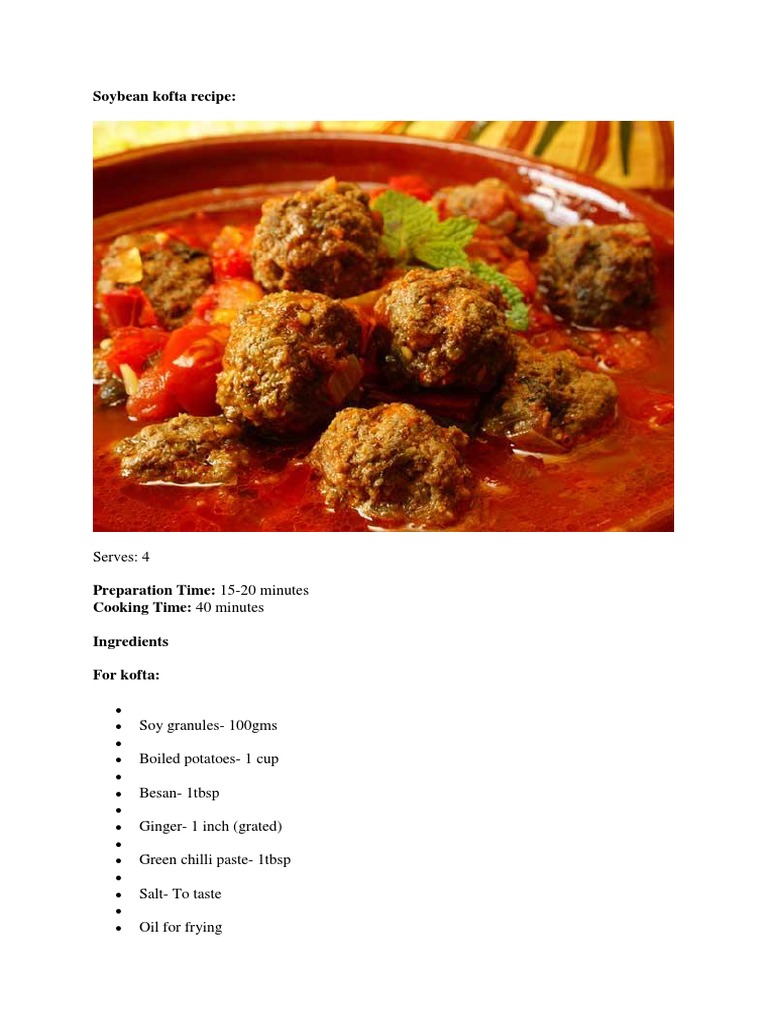 Soybean Kofta Recipe PDF