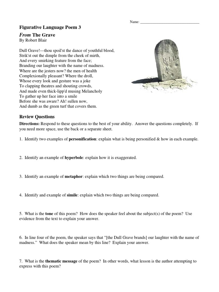 From The Grave: Figurative Language Poem 3 | PDF