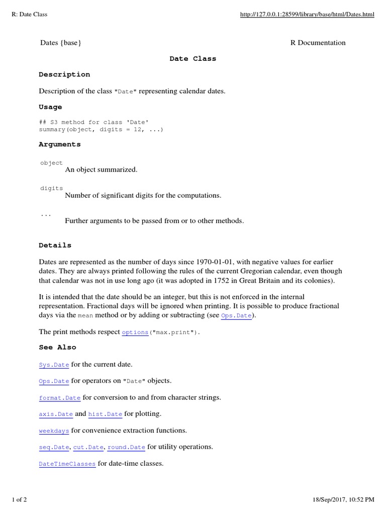 R - Date Class | PDF | Calendar | Parameter (Computer Programming)