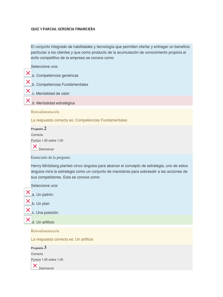 Quiz y Parcial Gerencia Financiera | PDF | Ganancias antes de intereses ...