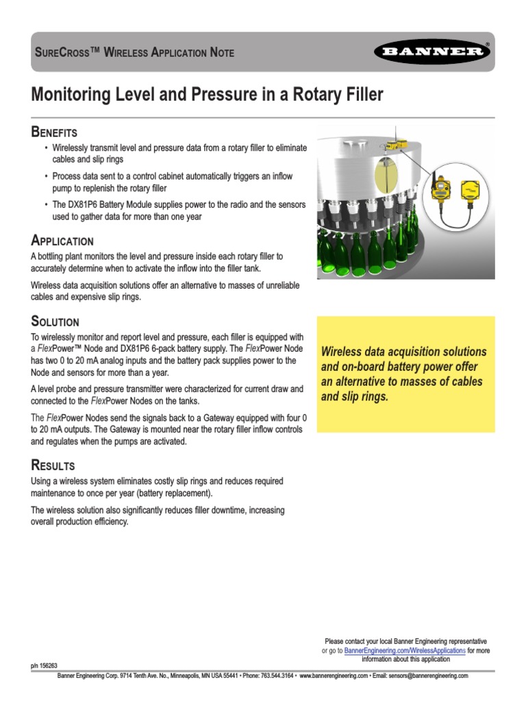 Monitoring Level And Pressure In A Rotary Filler S C W A N
