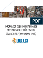 Información de emergencias y daños producidos por el "Niño Costero" - Agosto 2017